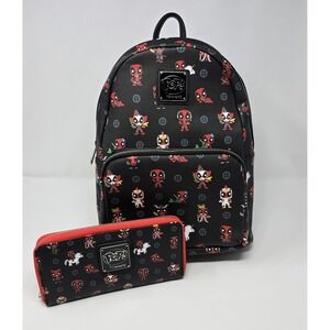 Loungefly Funko POP Marvel Deadpool 30th Anniversary Mini Backpack & Wallet Set